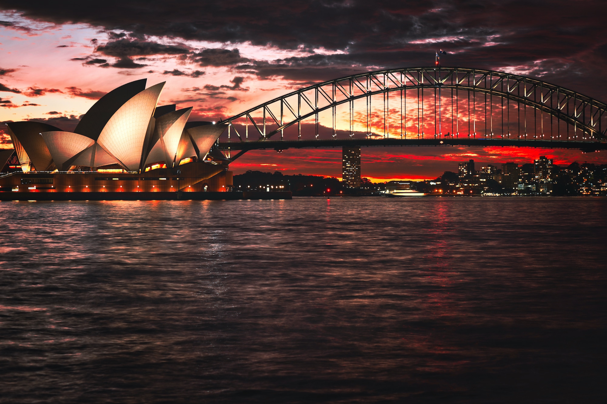 Sunset at Mrs Macquarie's Chair, one of the best places to visit in Sydney