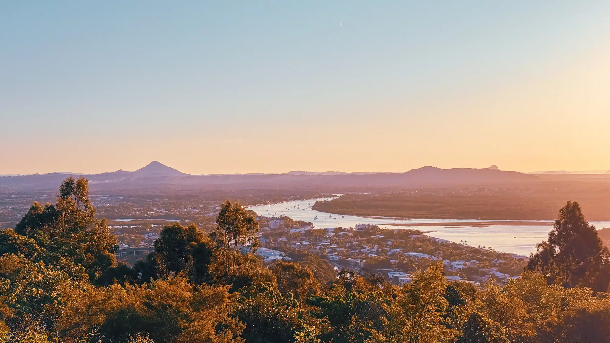 Sunset views from Laguna Lookout in Noosa